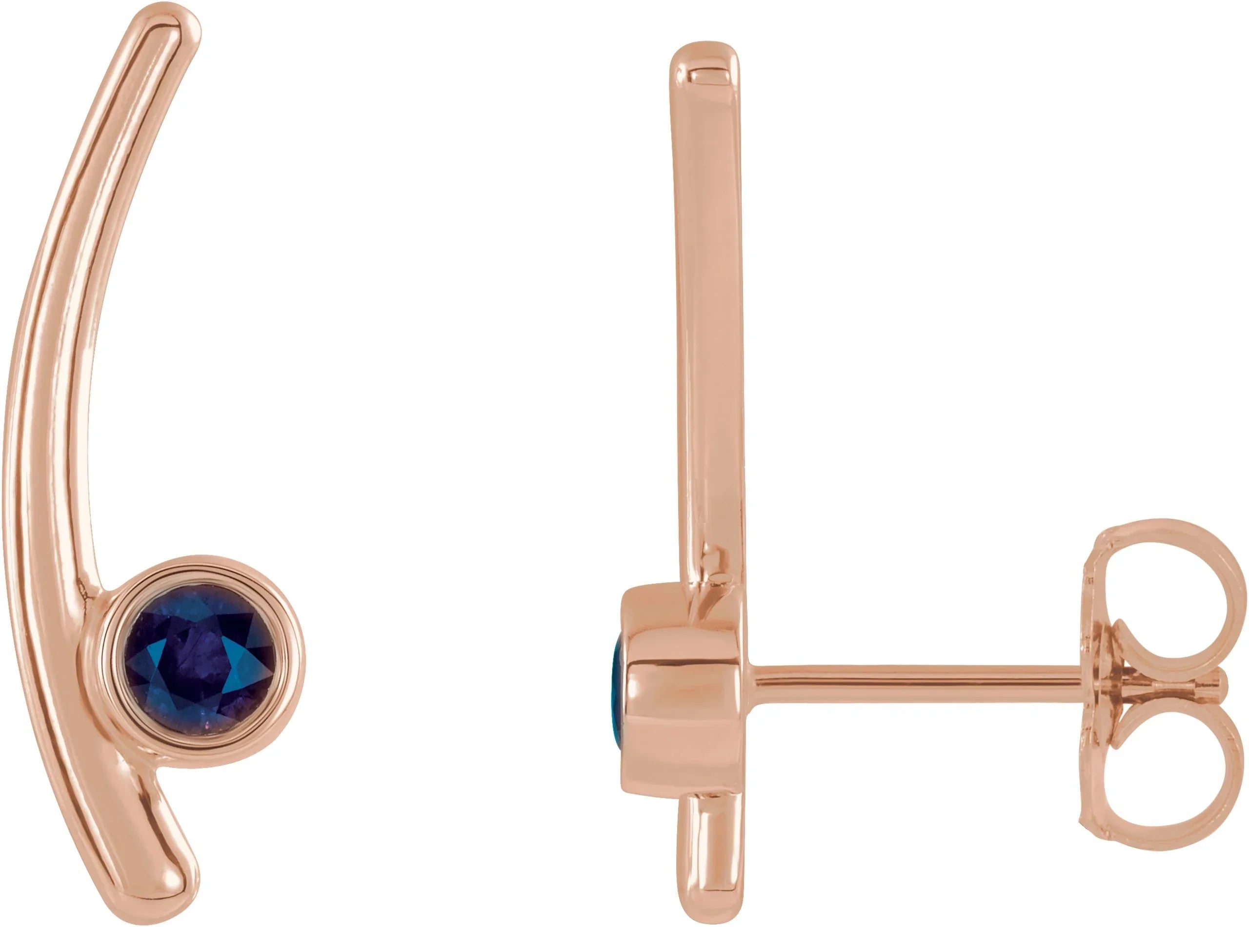 14K Rose Lab-Grown Alexandrite Ear Climbers 86861:635:P