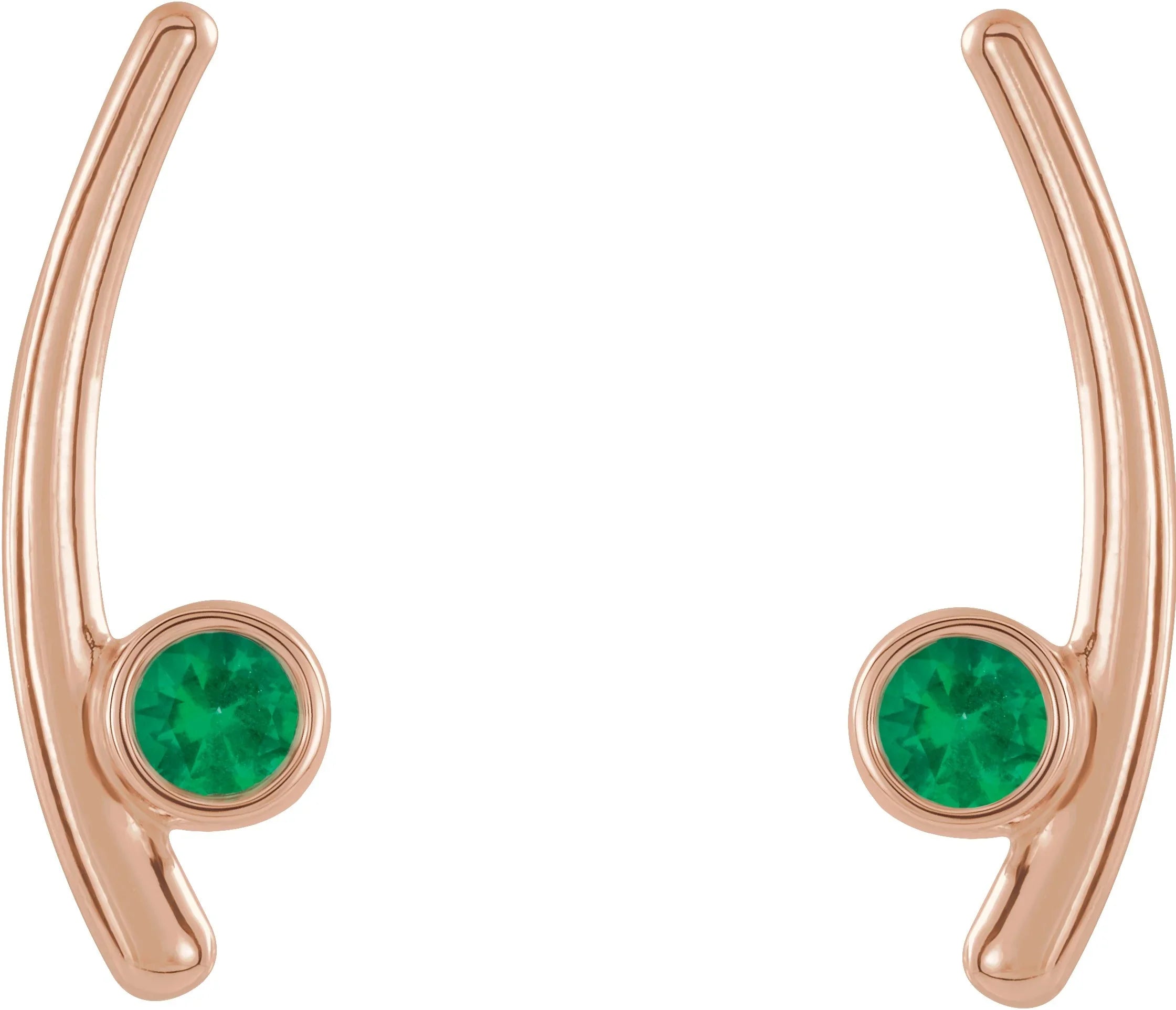 14K Rose Lab-Grown Emerald Ear Climbers 86861:637:P