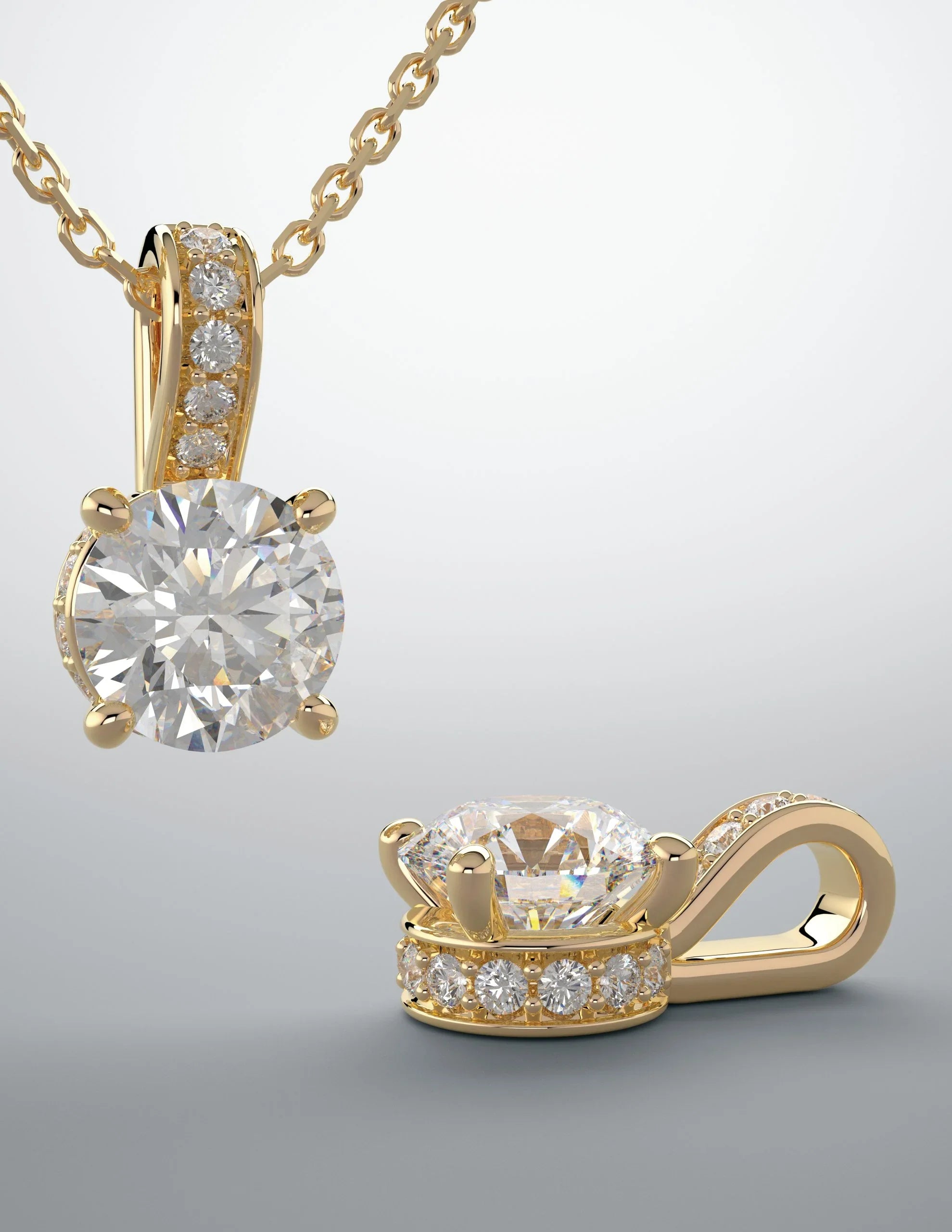 14K Rose Big Diamond Pendants | Yumna Jewelers