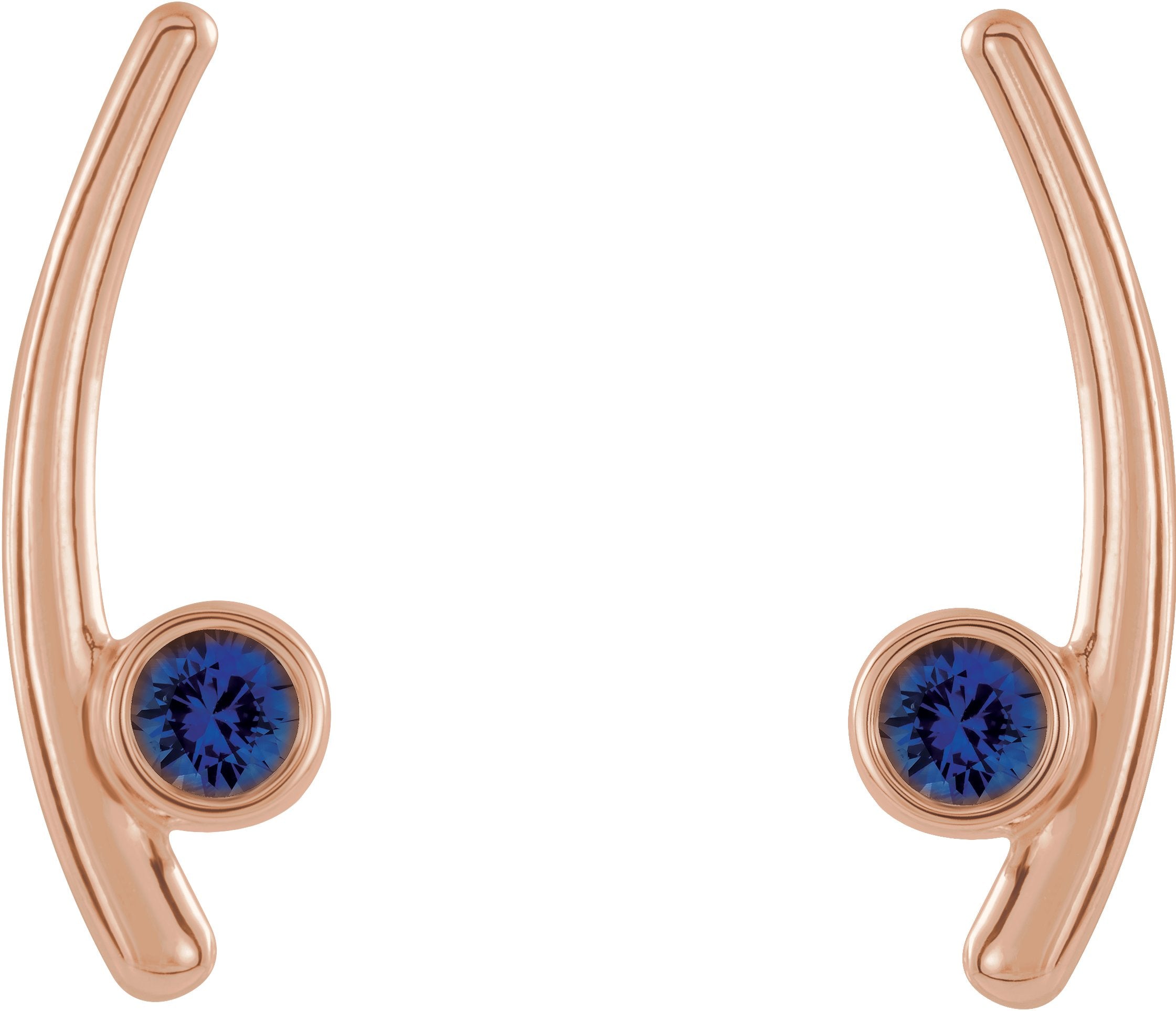 14K Rose Natural Blue Sapphire Ear Climbers 86861:642:P