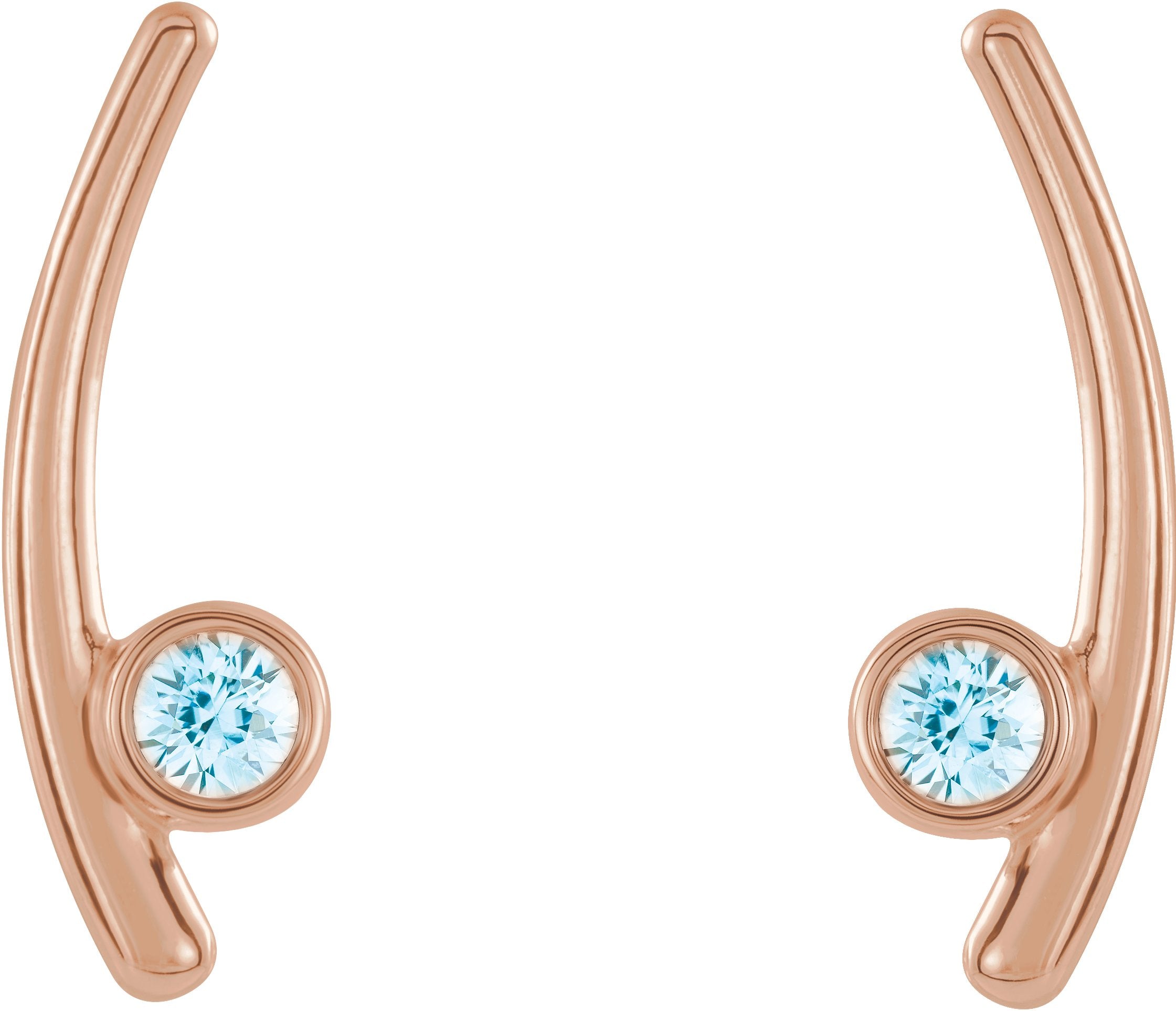 14K Rose Natural Blue Zircon Ear Climbers 86861:643:P