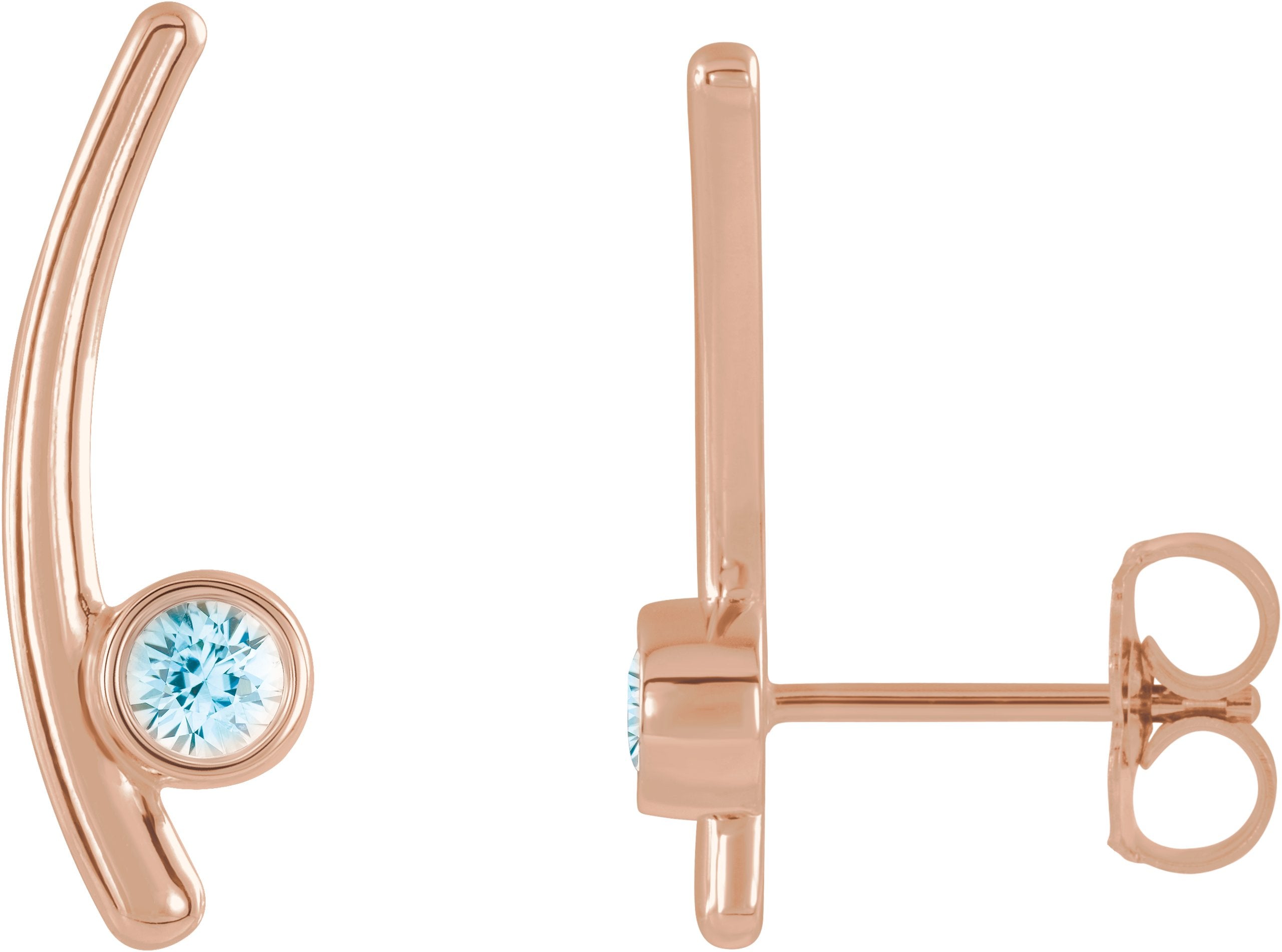 14K Rose Natural Blue Zircon Ear Climbers 86861:643:P