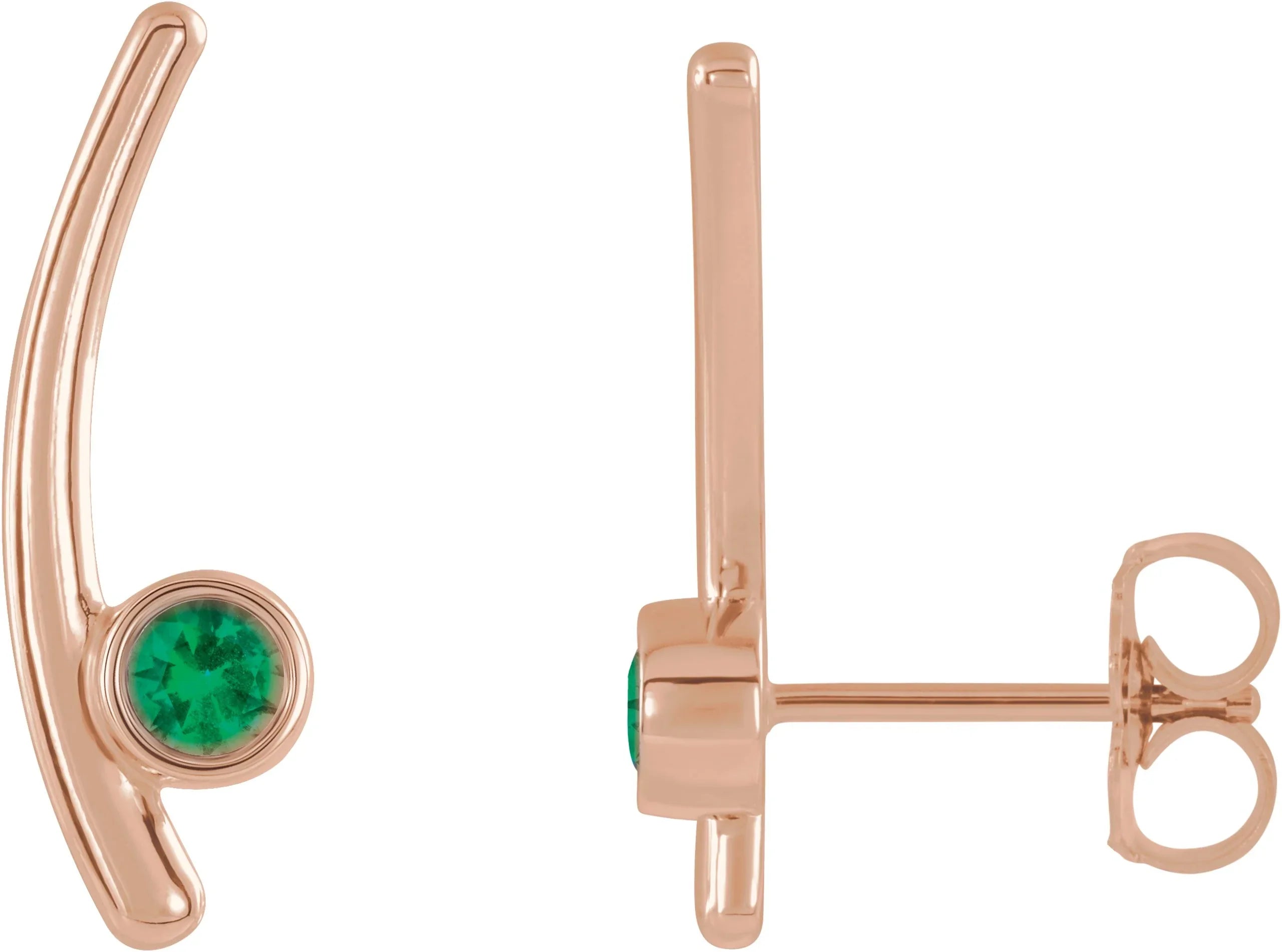 14K Rose Lab-Grown Emerald Ear Climbers 86861:637:P