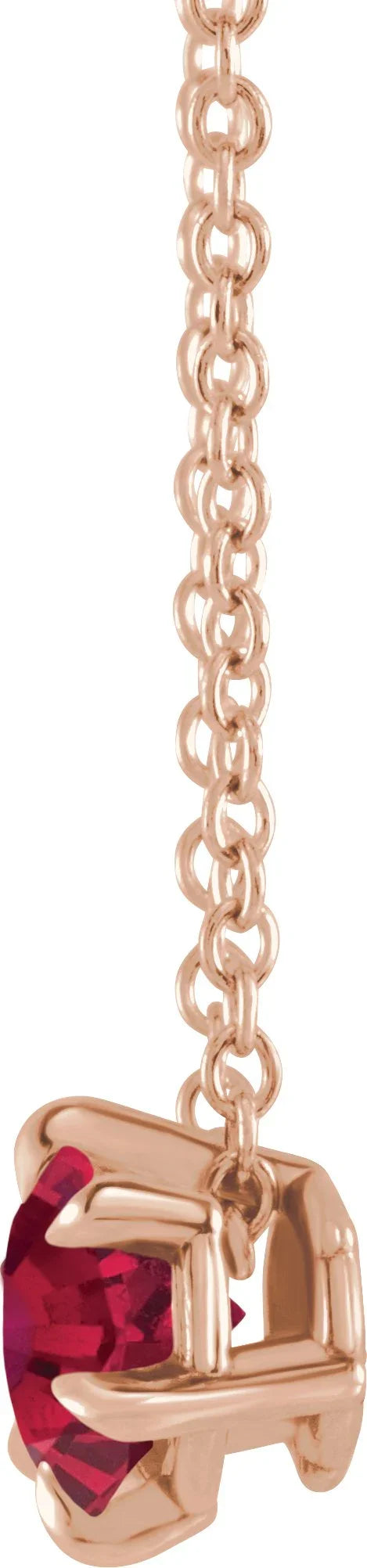 14K Rose 6 mm Lab-Grown Ruby Solitaire 16-18" Necklace 87126:6199:P