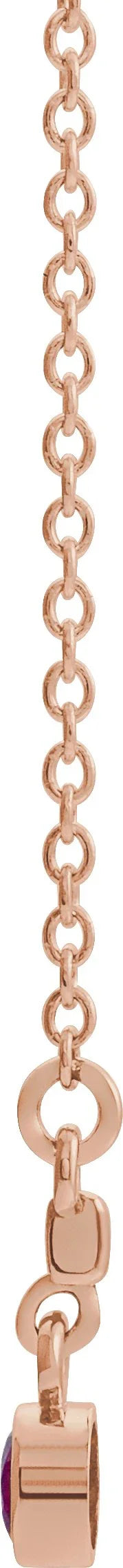 14K Rose Lab-Grown Alexandrite Bezel-Set Bar 16" Necklace 86905:6042:P