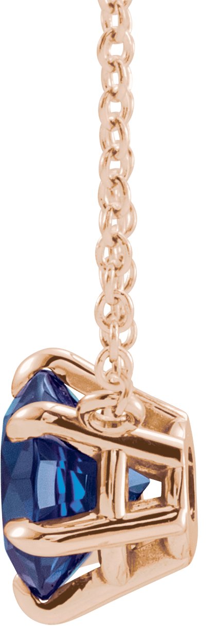 14K Rose Natural Blue Sapphire Solitaire 16" Necklace 87016:6401:P