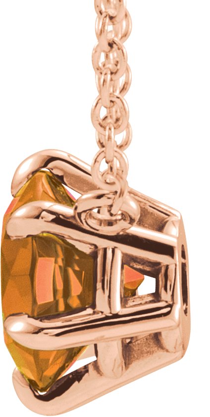 14K Rose Natural Citrine Solitaire 18" Necklace 87016:6259:P