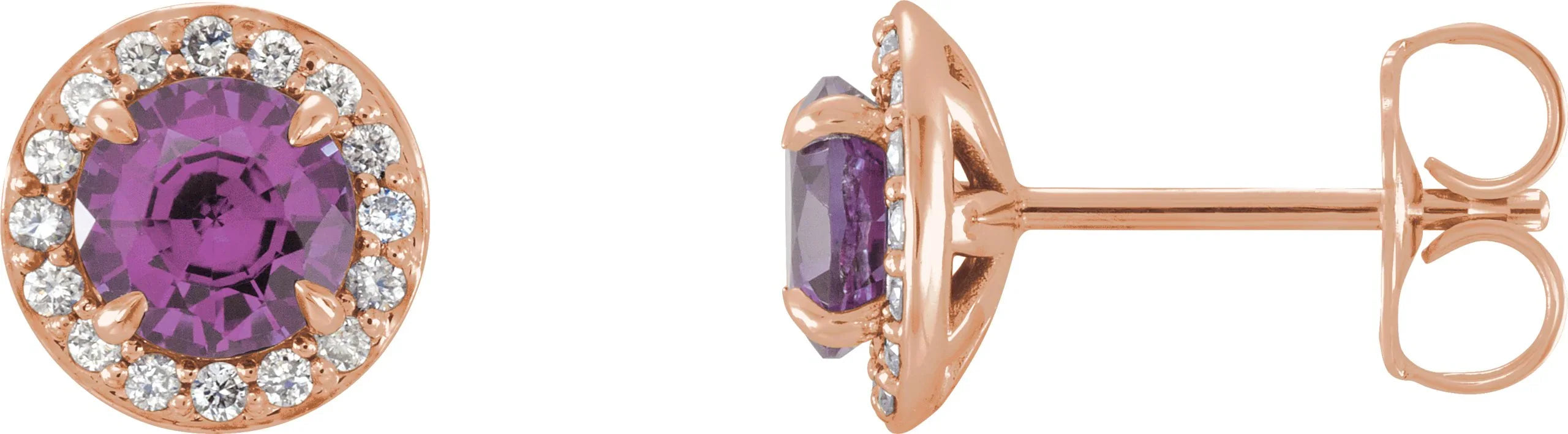 Natural Amethyst Diamond Earrings | 1/8 CTW Earrings | Yumna Jewelers