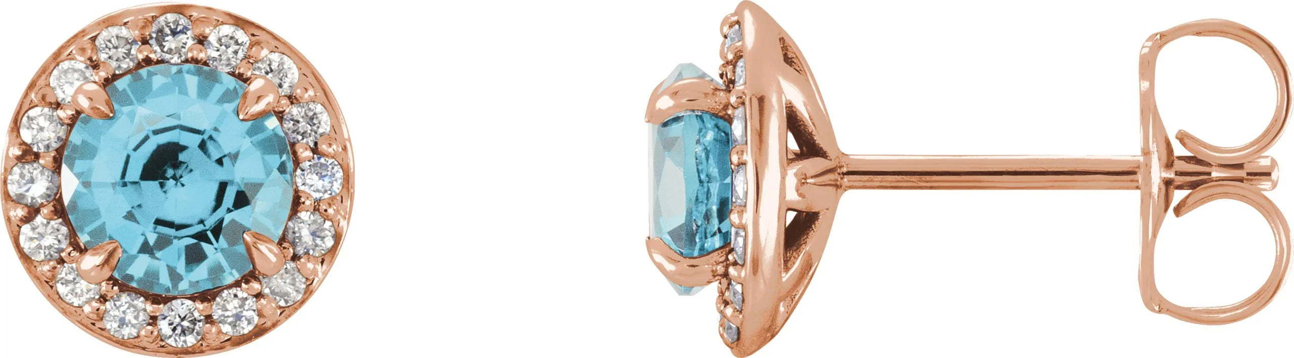 Aquamarine Diamond Earrings | 1/8 CTW Diamond Earring | Yumna Jewelers