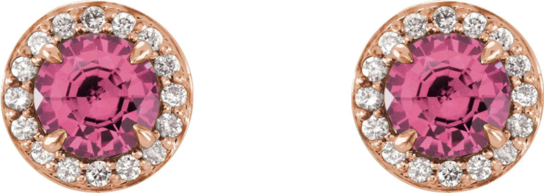 14K Rose 5 mm Natural Pink Tourmaline & 1/8 CTW Natural Diamond Earrings 86458:6051:P