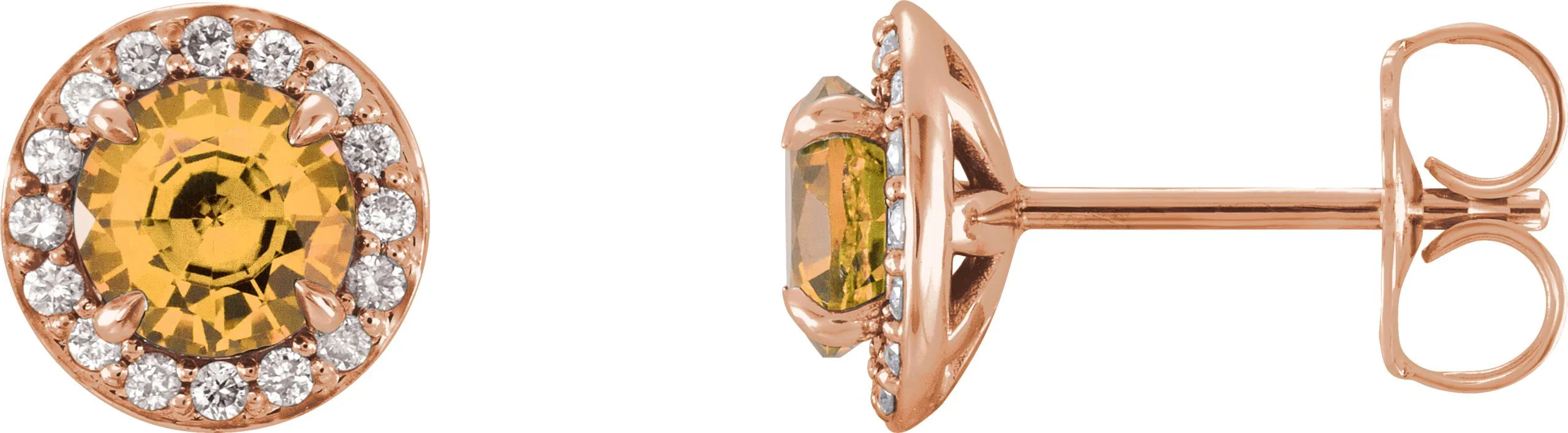 Natural Citrine and Diamond Earrings | Yumna Jewelers