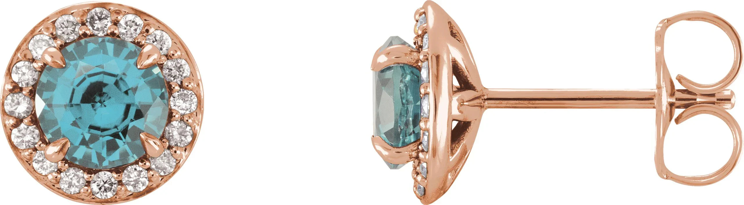 Natural Blue Zircon Diamond Earrings | Yumna Jewelers