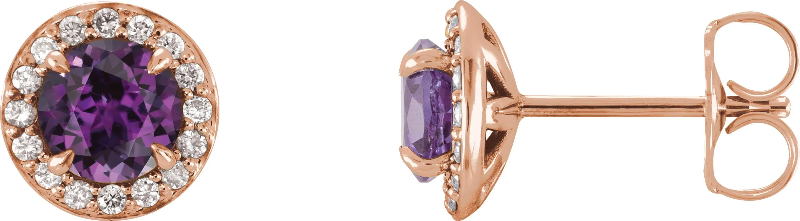 14K Rose 5 mm Lab-Grown Alexandrite & 1/8 CTW Natural Diamond Earrings 86458:6046:P