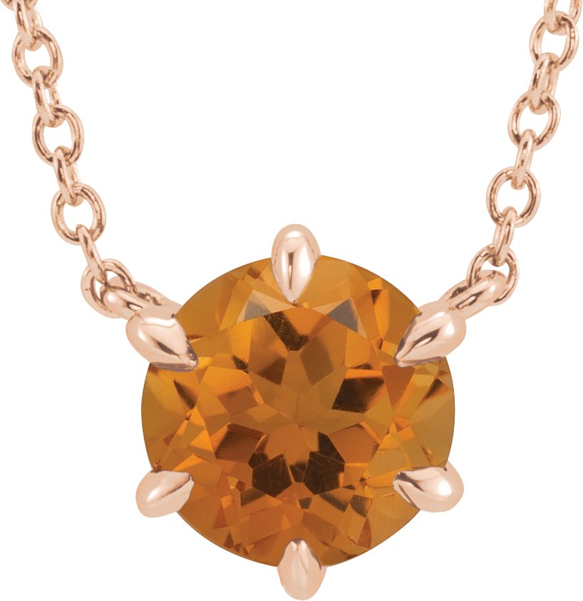 14K Rose Natural Citrine Solitaire 16" Necklace 87016:6563:P