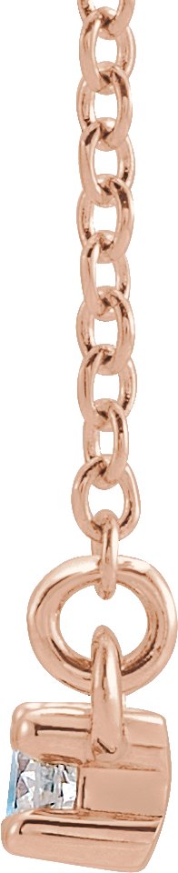 14K Rose Natural Aquamarine & 1/8 CTW Natural Diamond 18" Necklace 86838:697:P