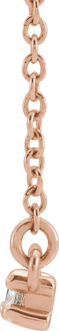 14K Rose Lab-Grown Emerald & 1/8 CTW Natural Diamond 18" Necklace 86838:712:P