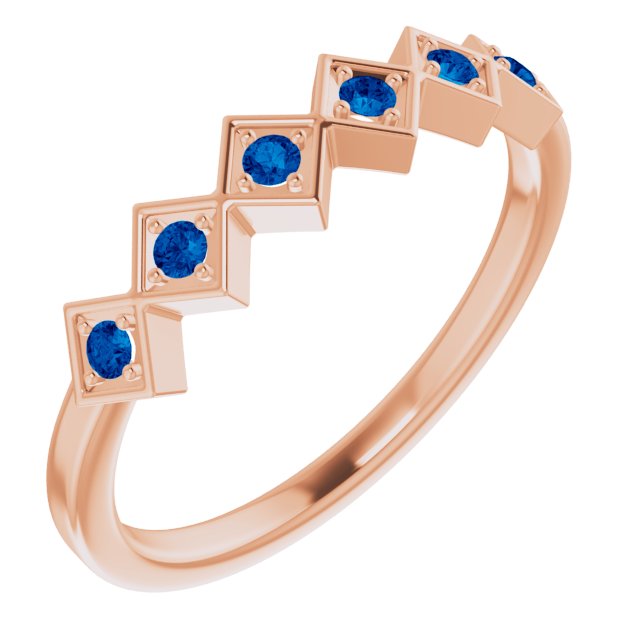 14K Rose Natural Blue Sapphire Stackable Ring 71888:600:P