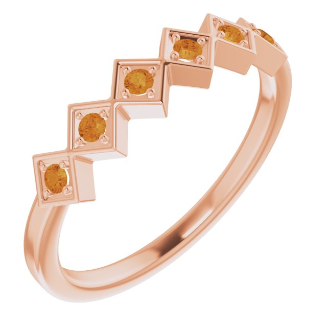 14K Rose Natural Citrine Stackable Ring 71888:662:P