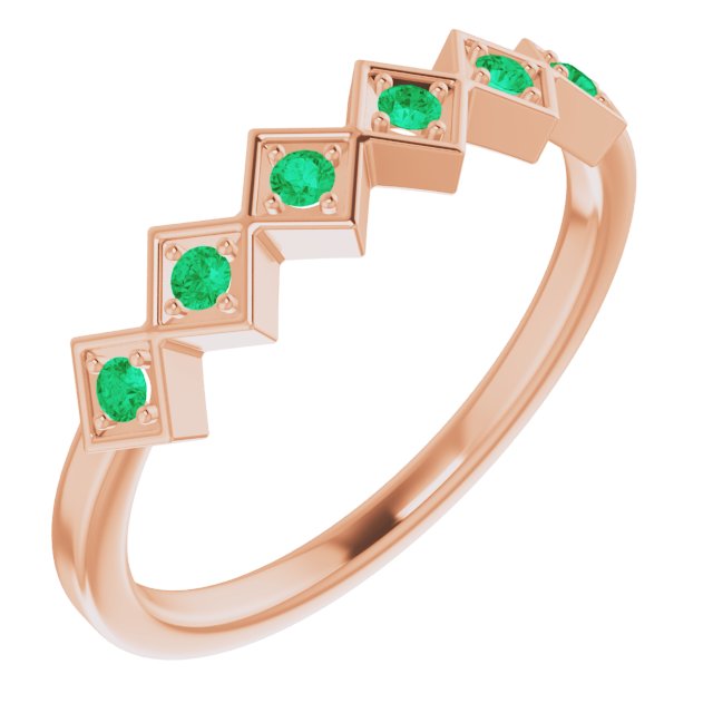 14K Rose Natural Emerald Stackable Ring 71888:627:P