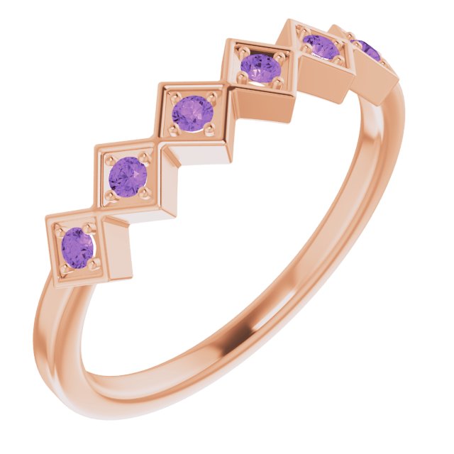 14K Rose Natural Amethyst Stackable Ring 71888:612:P