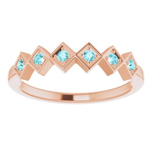 14K Rose Natural Blue Zircon Stackable Ring 71888:667:P