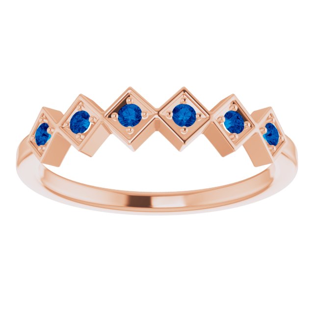 14K Rose Natural Blue Sapphire Stackable Ring 71888:600:P