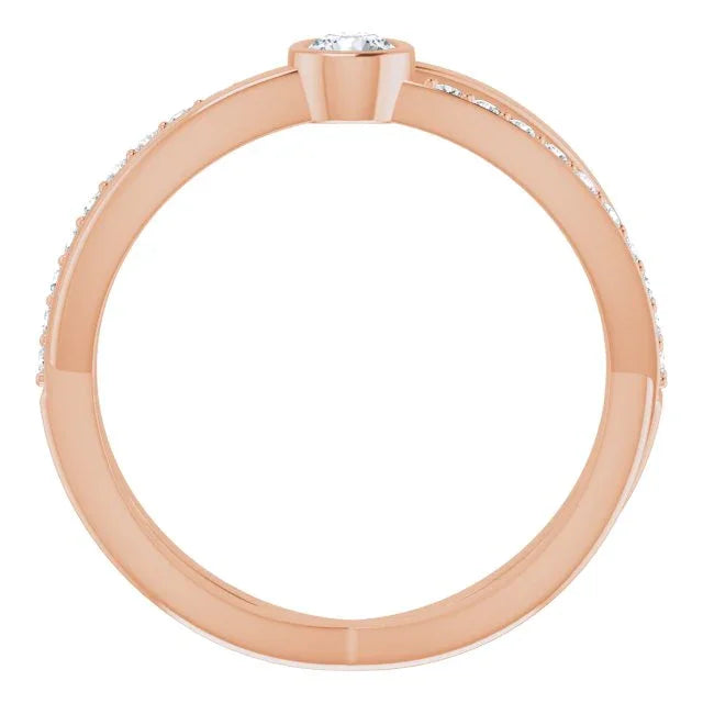 14K Rose Round Diamond Ring | Yumna Jewelers