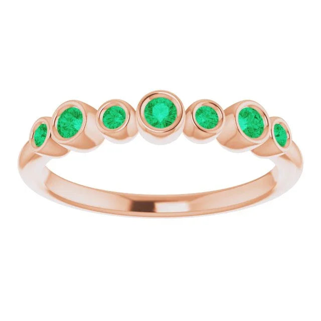 14K Rose Lab-Grown Emerald Bezel-Set Ring 71844:632:P