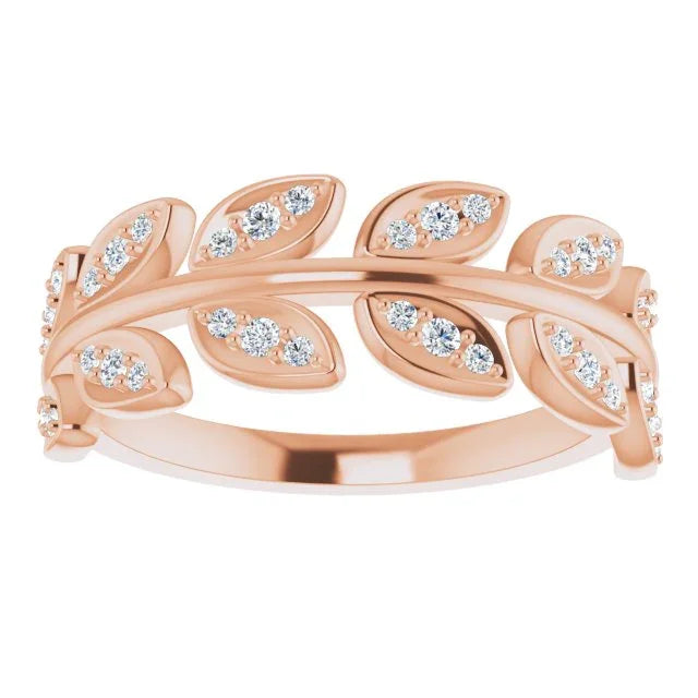 14K Rose 1/4 CTW Natural Diamond Leaf Ring 123035:602:P