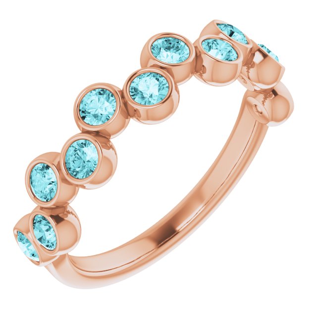 14K Rose Natural Blue Zircon Bezel-Set Ring 71894:677:P
