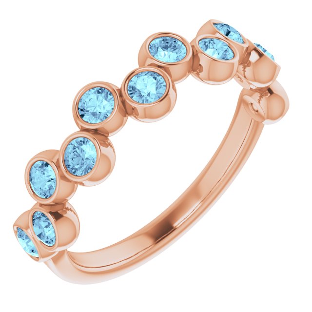 14K Rose Natural Aquamarine Bezel-Set Ring 71894:617:P