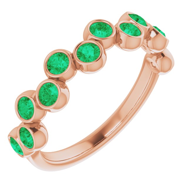14K Rose Natural Emerald Bezel-Set Ring 71894:627:P