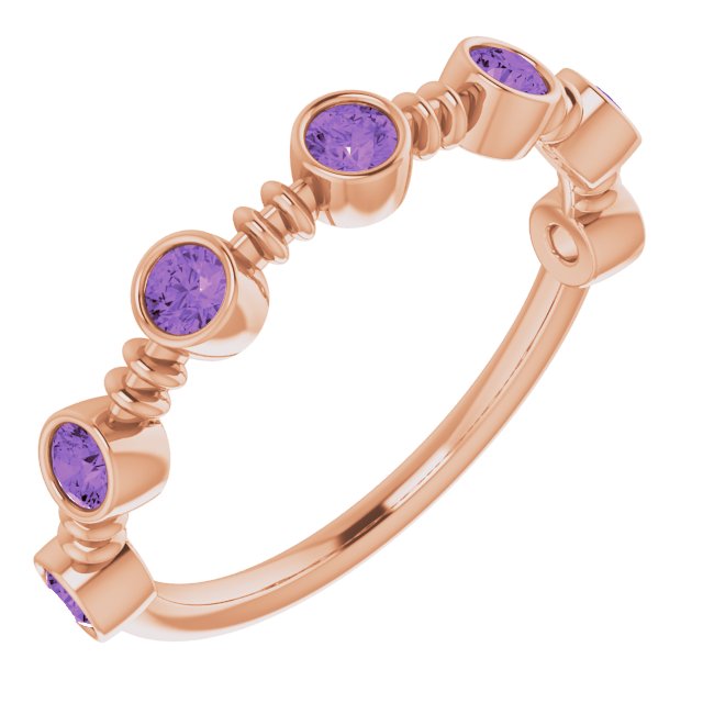 14K Rose Natural Amethyst Bezel-Set Ring 71895:612:P