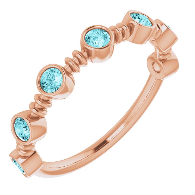 14K Rose Natural Blue Zircon Bezel-Set Ring 71895:677:P