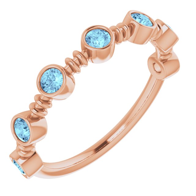 14K Rose Natural Aquamarine Bezel-Set Ring 71895:617:P
