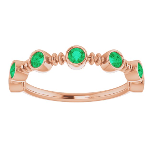 14K Rose Natural Emerald Bezel-Set Ring 71895:627:P