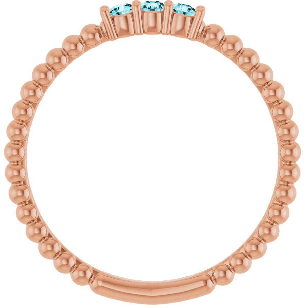 14K Rose Natural Blue Zircon Beaded Ring 123113:677:P