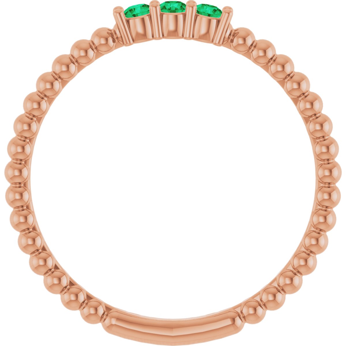 14K Rose Natural Emerald Beaded Ring 123113:622:P