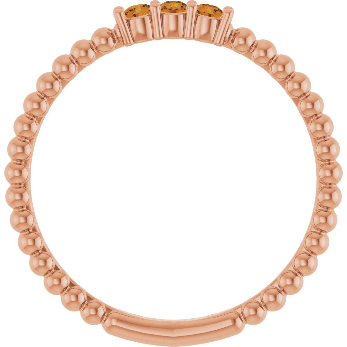 14K Rose Natural Citrine Beaded Ring 123113:672:P