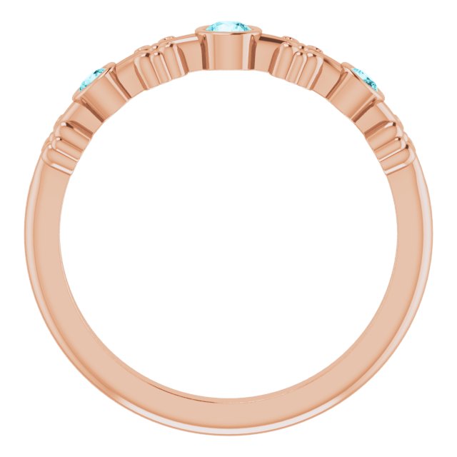 14K Rose Natural Blue Zircon Bezel-Set Ring 71924:682:P