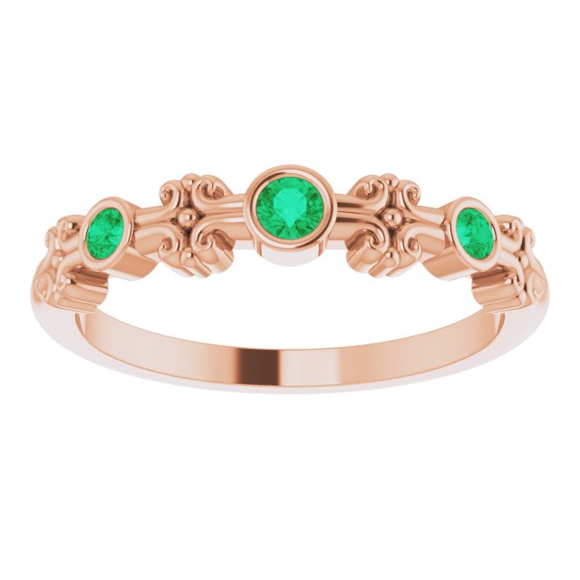 14K Rose Natural Emerald Bezel-Set Ring 71924:627:P