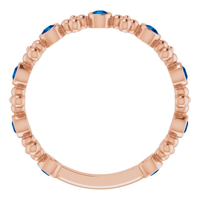 14K Rose Natural Blue Sapphire Beaded Ring 71923:657:P