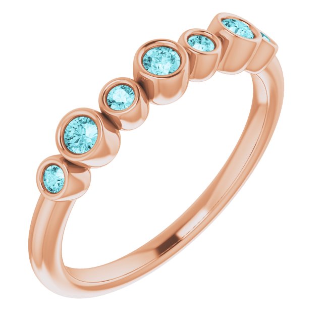 14K Rose Natural Blue Zircon Bezel-Set Ring 71844:662:P
