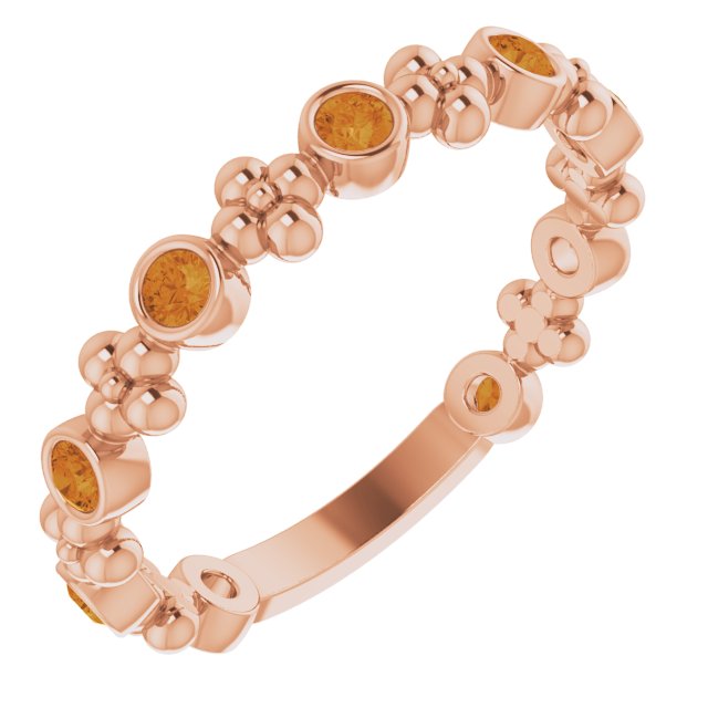 14K Rose Natural Citrine Beaded Ring 71923:672:P