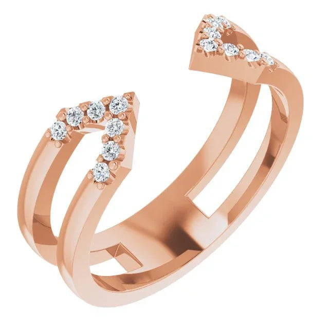 14K Rose 1/8 CTW Natural Diamond Geometric Ring 122922:604:P