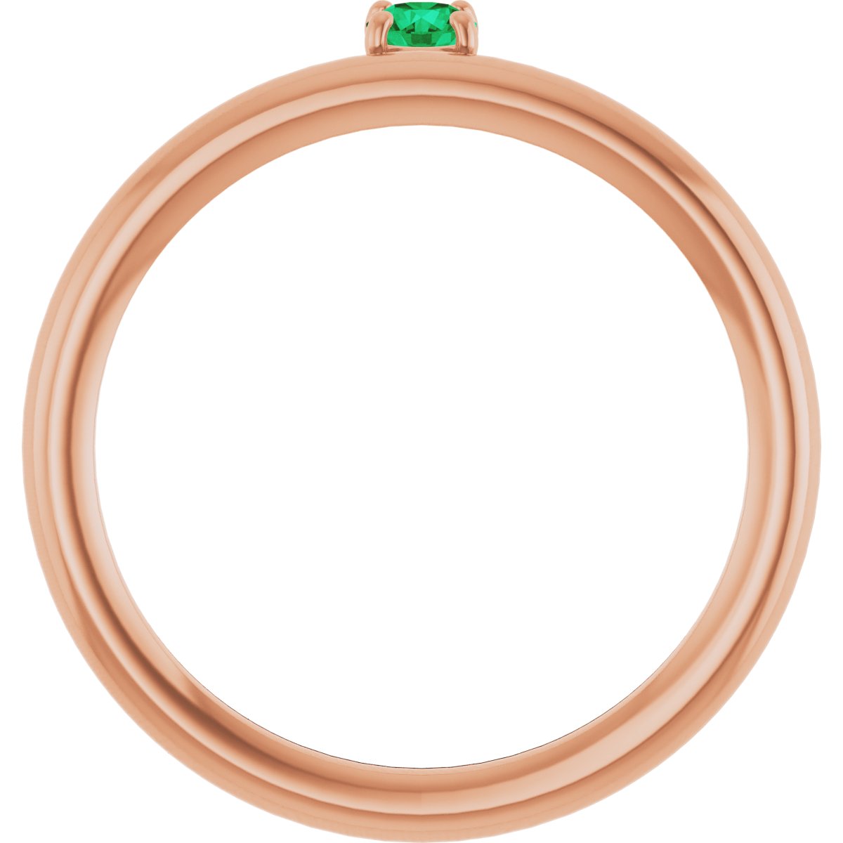 14K Rose Natural Emerald Stackable Ring 123286:60037:P