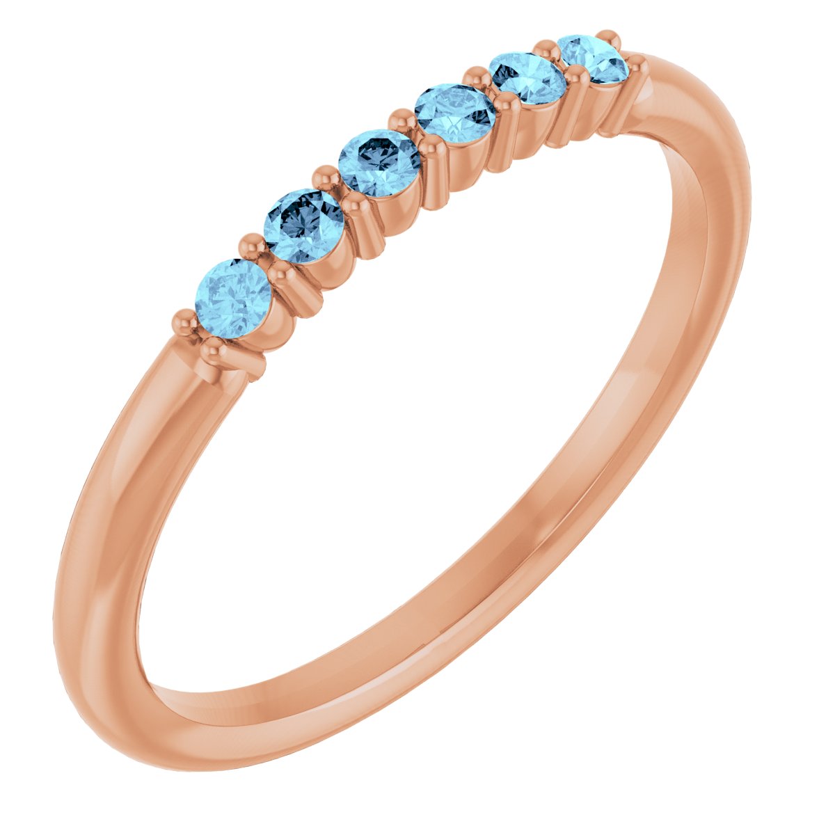 14K Rose Natural Aquamarine Stackable Ring 123288:614:P
