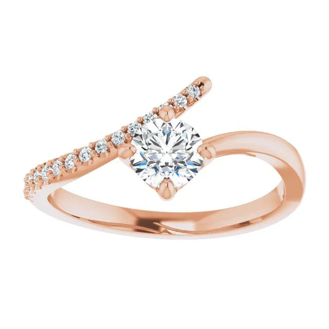 Diamond Bypass Ring | 14K Rose Bypass Ring | Yumna Jewelers
