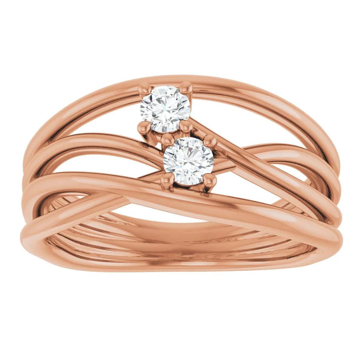 14K Rose 3 mm Round Forever Oneâ„¢ Lab-Grown Moissanite Ring 653350:603:P