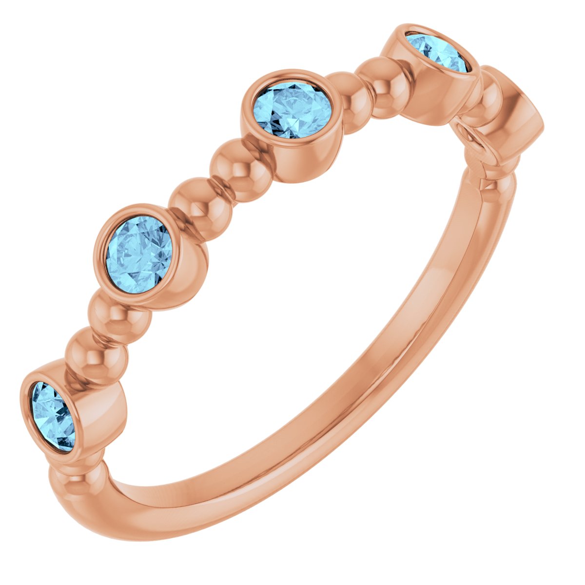 14K Rose Natural Aquamarine Stackable Ring 71991:617:P